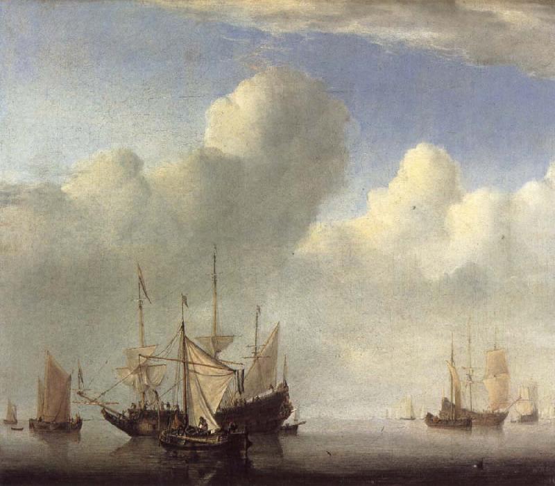 VELDE, Willem van de, the Younger A Dutch Ship Coming to Anchor and Another Under Sail oil painting picture